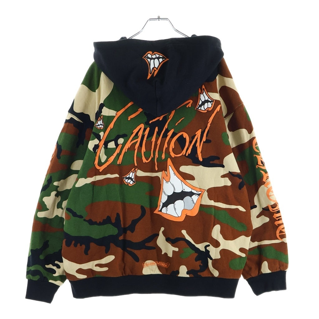 CHROME HEARTS(クロムハーツ) Matty Boy Caution Thermal Zip Up Hoodie マッティボーイ 裏地サーマル ダブルフェイス チョンパー ジップパーカー カーキ カモフラ