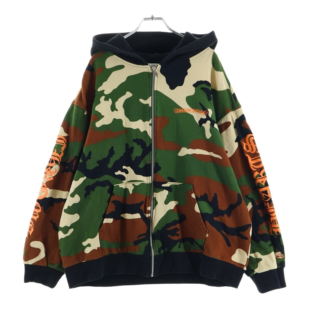 CHROME HEARTS(クロムハーツ) Matty Boy Caution Thermal Zip Up Hoodie マッティボーイ 裏地サーマル ダブルフェイス チョンパー ジップパーカー カーキ カモフラ