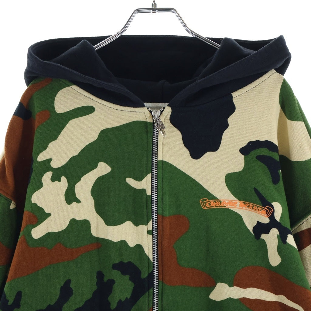 CHROME HEARTS(クロムハーツ) Matty Boy Caution Thermal Zip Up Hoodie マッティボーイ 裏地サーマル ダブルフェイス チョンパー ジップパーカー カーキ カモフラ