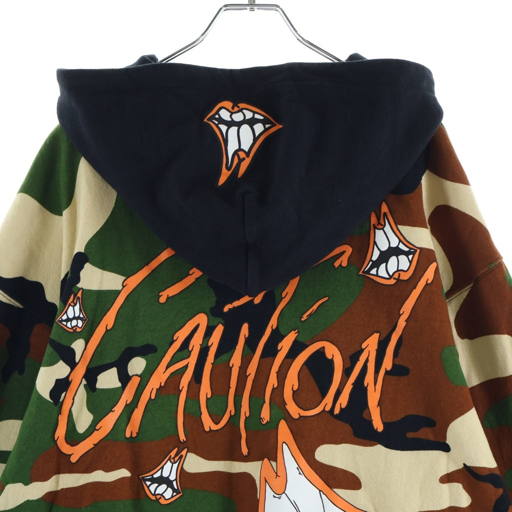 CHROME HEARTS(クロムハーツ) Matty Boy Caution Thermal Zip Up Hoodie マッティボーイ 裏地サーマル ダブルフェイス チョンパー ジップパーカー カーキ カモフラ