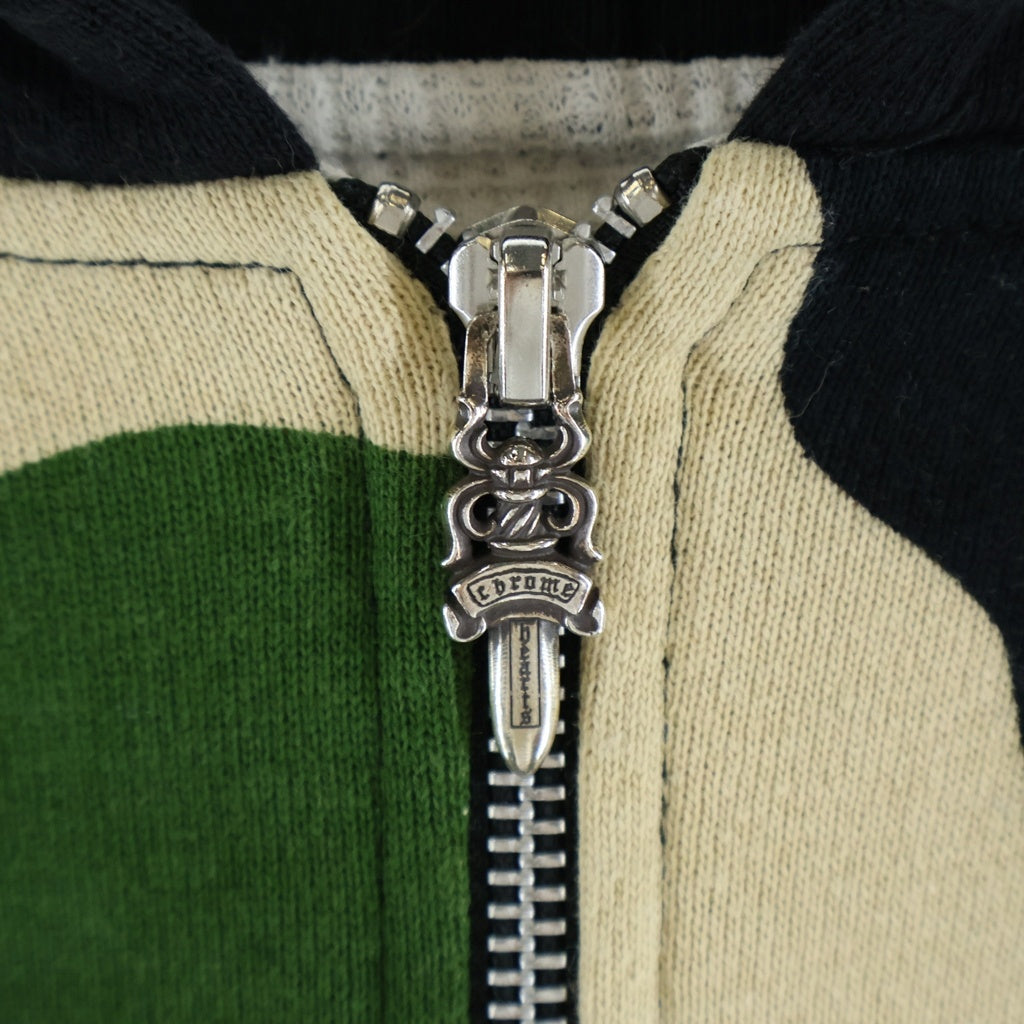 CHROME HEARTS(クロムハーツ) Matty Boy Caution Thermal Zip Up Hoodie マッティボーイ 裏地サーマル ダブルフェイス チョンパー ジップパーカー カーキ カモフラ