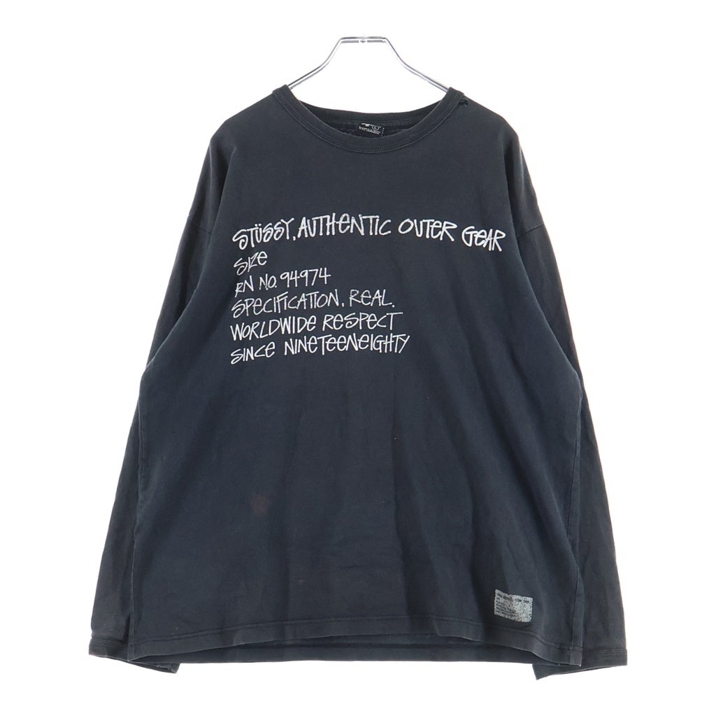 STUSSY(ステューシー) 00s-10s AUTHENTIC OUTER GEAR LOGO ロングスリーブカットソー ブラック