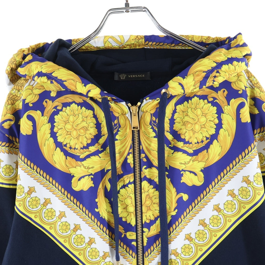 VERSACE(ヴェルサーチ) Scarf zip-up hoodie スカーフフードジップパーカー ネイビー/イエロー A83088