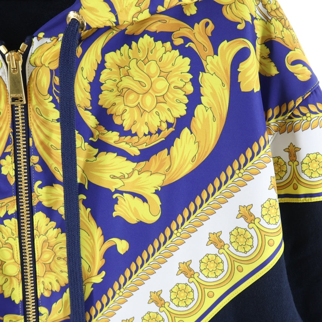 VERSACE(ヴェルサーチ) Scarf zip-up hoodie スカーフフードジップパーカー ネイビー/イエロー A83088