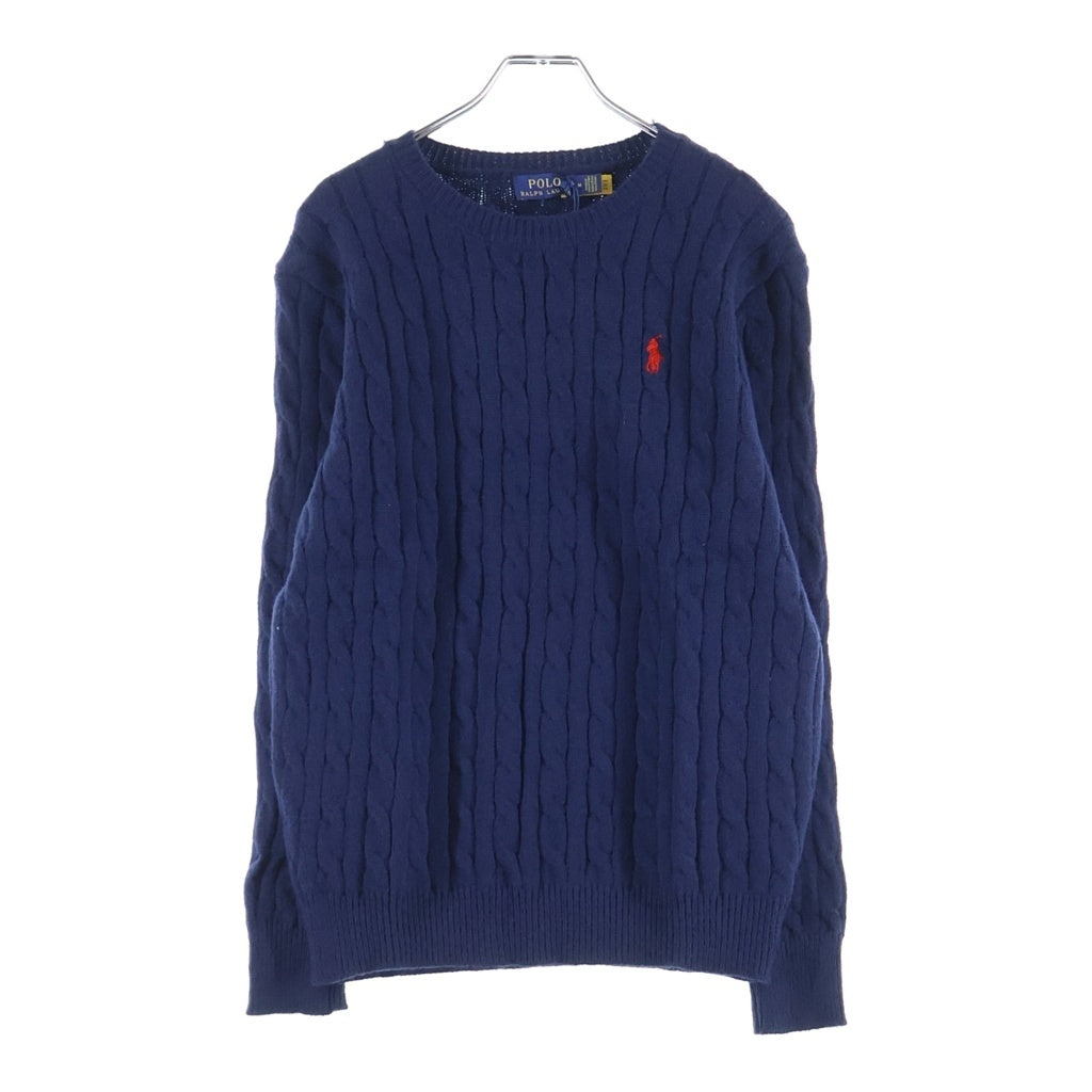 POLO RALPH LAUREN(ポロラルフローレン) タグ付 ケーブル 胸ポニー コットン ニット セーター ネイビー