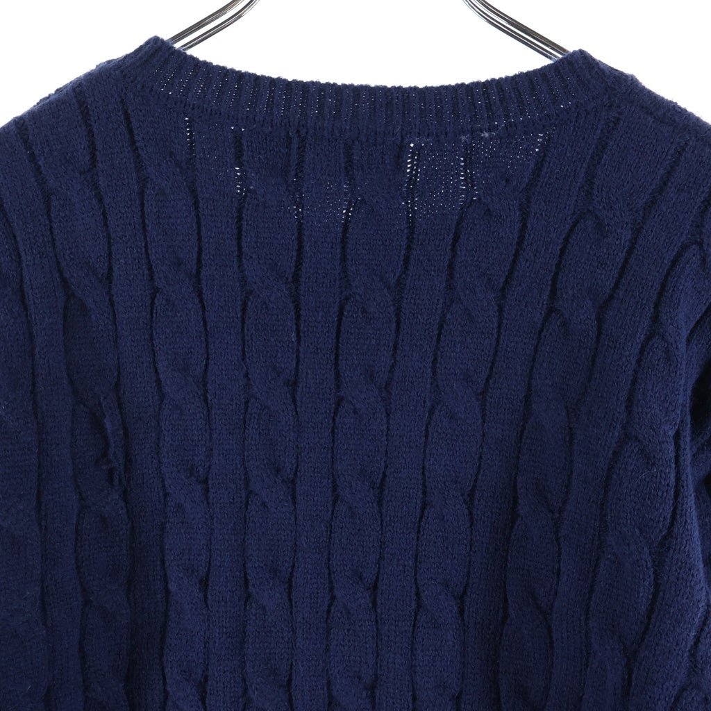 POLO RALPH LAUREN(ポロラルフローレン) タグ付 ケーブル 胸ポニー コットン ニット セーター ネイビー