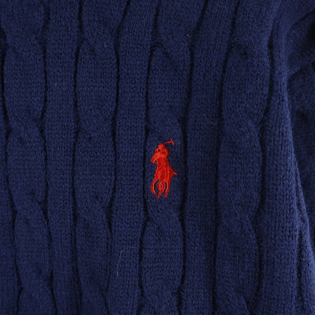 POLO RALPH LAUREN(ポロラルフローレン) タグ付 ケーブル 胸ポニー コットン ニット セーター ネイビー