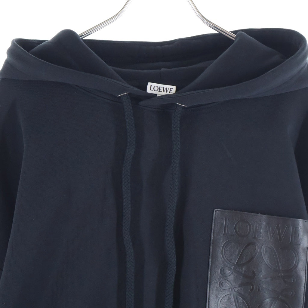 LOEWE(ロエベ) ANAGRAM PATCH POCKET HOODIE レザーアナグラムパッチ プルオーバーパーカー ブラック H526Y25X15