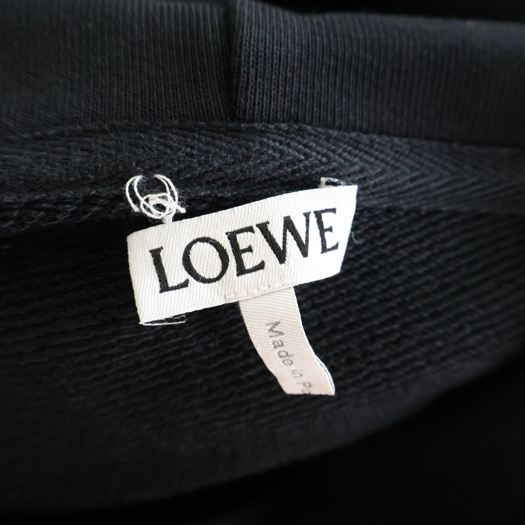 LOEWE(ロエベ) ANAGRAM PATCH POCKET HOODIE レザーアナグラムパッチ プルオーバーパーカー ブラック H526Y25X15