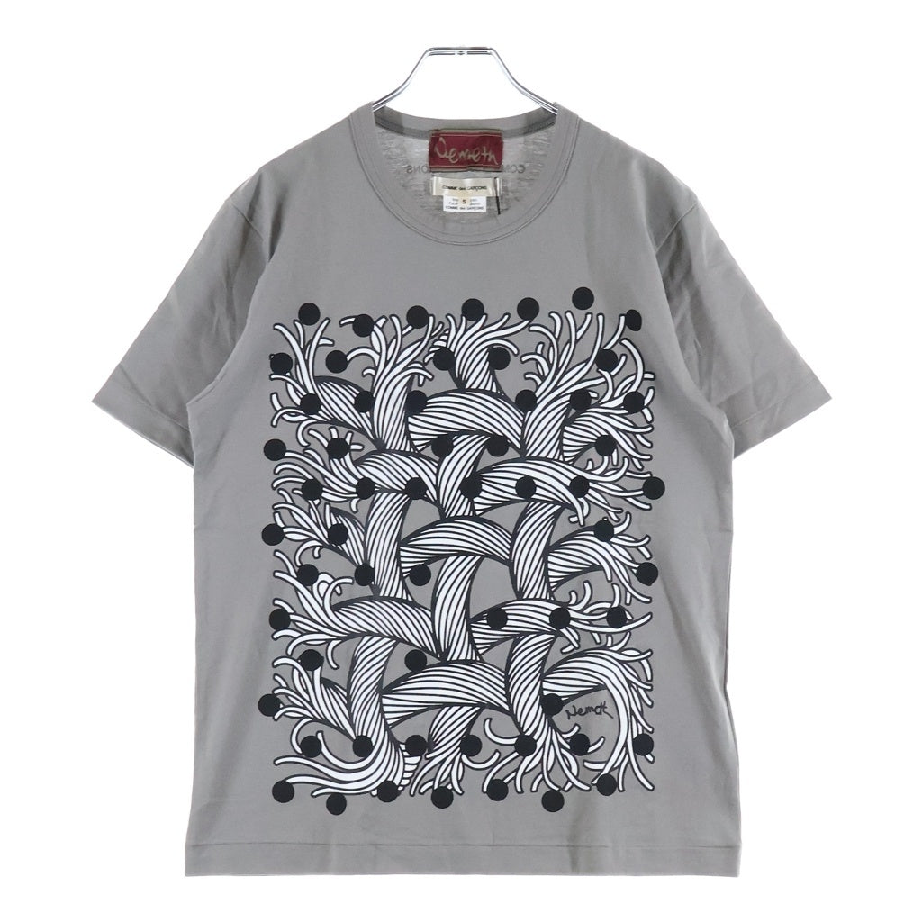 COMME des GARCONS(コムデギャルソン) 24AW ×Christopher Nemeth グラフィック クルーネックTシャツ グレー ON-T003 レディース