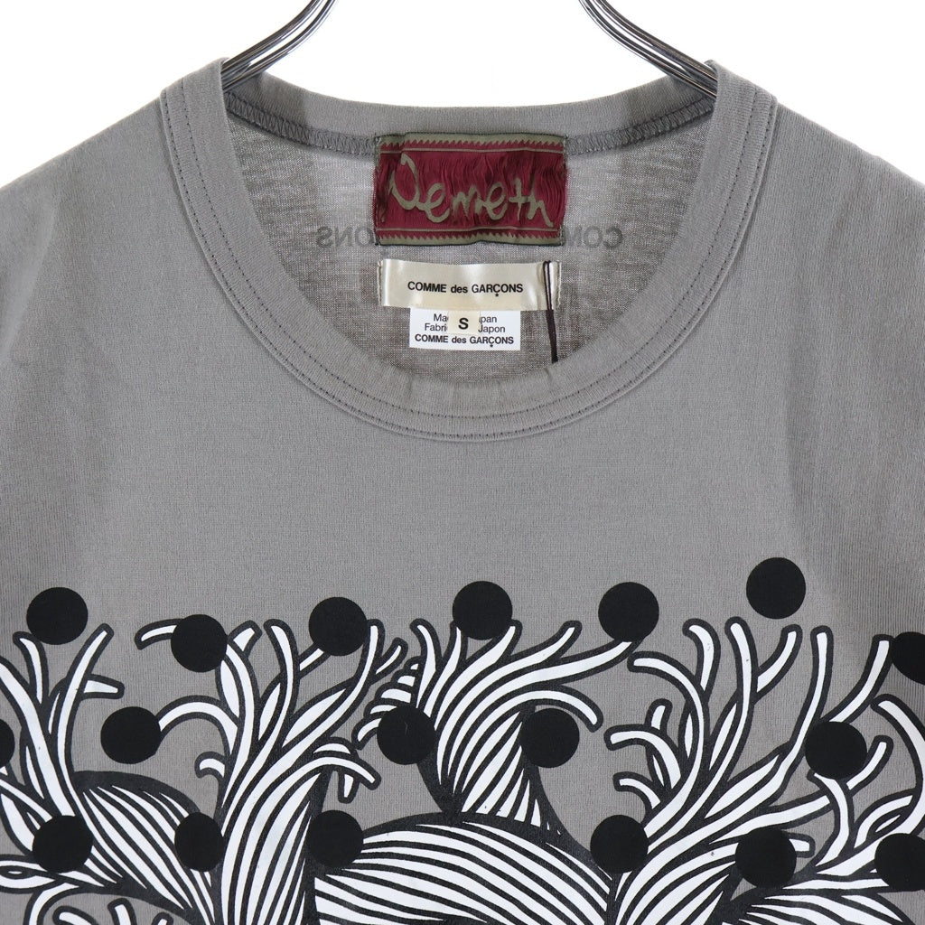 COMME des GARCONS(コムデギャルソン) 24AW ×Christopher Nemeth グラフィック クルーネックTシャツ グレー ON-T003 レディース
