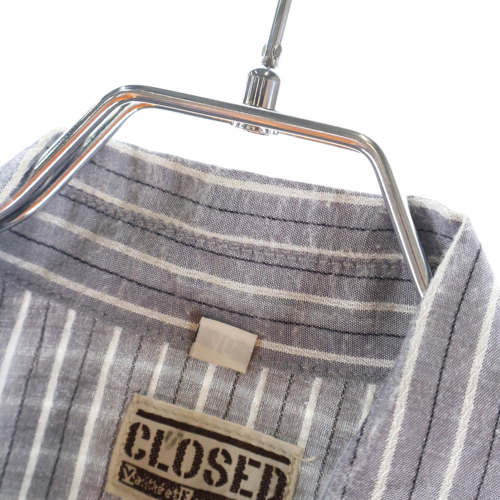 VINTAGE(ヴィンテージ) 90s CLOSED MARITHE FRANCOIS GIRBAUD クローズド ジルボー フロントデザイン ポケット付 長袖シャツ ブルー ストライプ