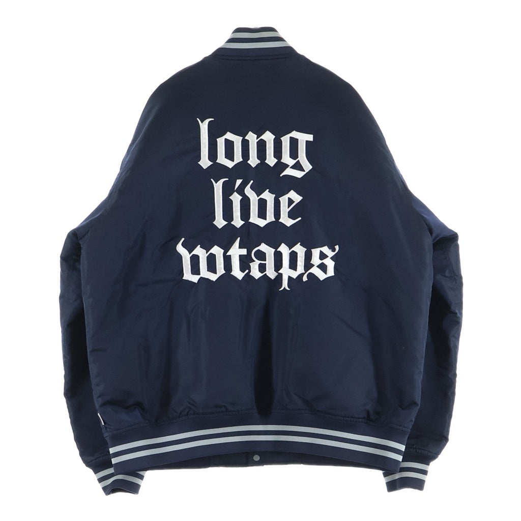 WTAPS(ダブルタップス) 18SS BENCH/JACKET.NYLON.SATIN ベンチジャケット ナイロン サテン スタジアムジャケット ネイビー 181TQDT-JKM02