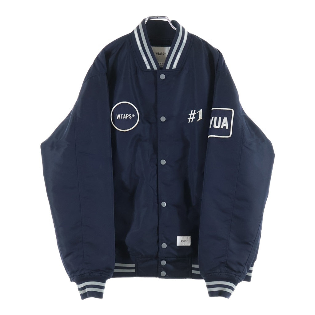 WTAPS(ダブルタップス) 18SS BENCH/JACKET.NYLON.SATIN ベンチジャケット ナイロン サテン スタジアムジャケット ネイビー 181TQDT-JKM02