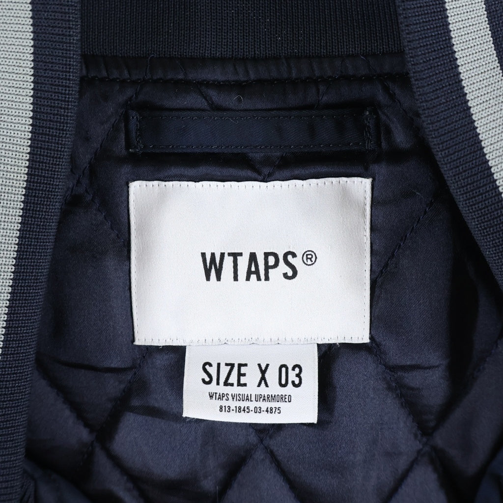 WTAPS(ダブルタップス) 18SS BENCH/JACKET.NYLON.SATIN ベンチジャケット ナイロン サテン スタジアムジャケット ネイビー 181TQDT-JKM02