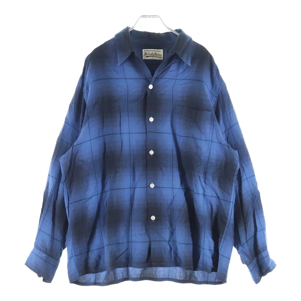 WACKO MARIA(ワコマリア) OMBRE SHIRT オンブレ レーヨン 青黒 開襟 長袖シャツ ブルー