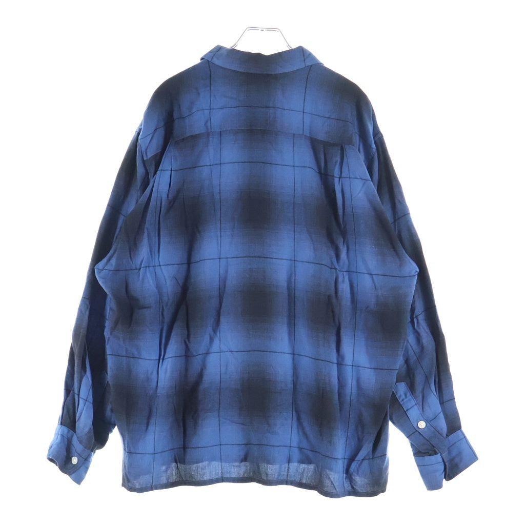 WACKO MARIA(ワコマリア) OMBRE SHIRT オンブレ レーヨン 青黒 開襟 長袖シャツ ブルー