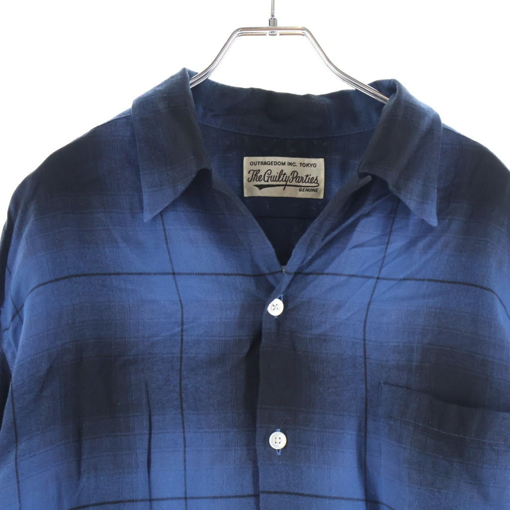 WACKO MARIA(ワコマリア) OMBRE SHIRT オンブレ レーヨン 青黒 開襟 長袖シャツ ブルー