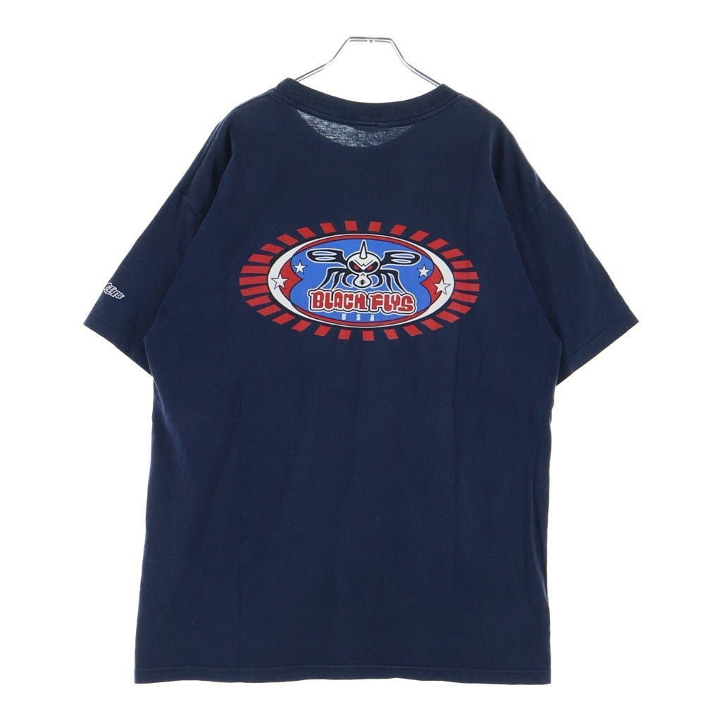 VINTAGE(ヴィンテージ) 90s USA製 BLACK FLYS ハエ ロゴ クルーネックTシャツ ネイビー
