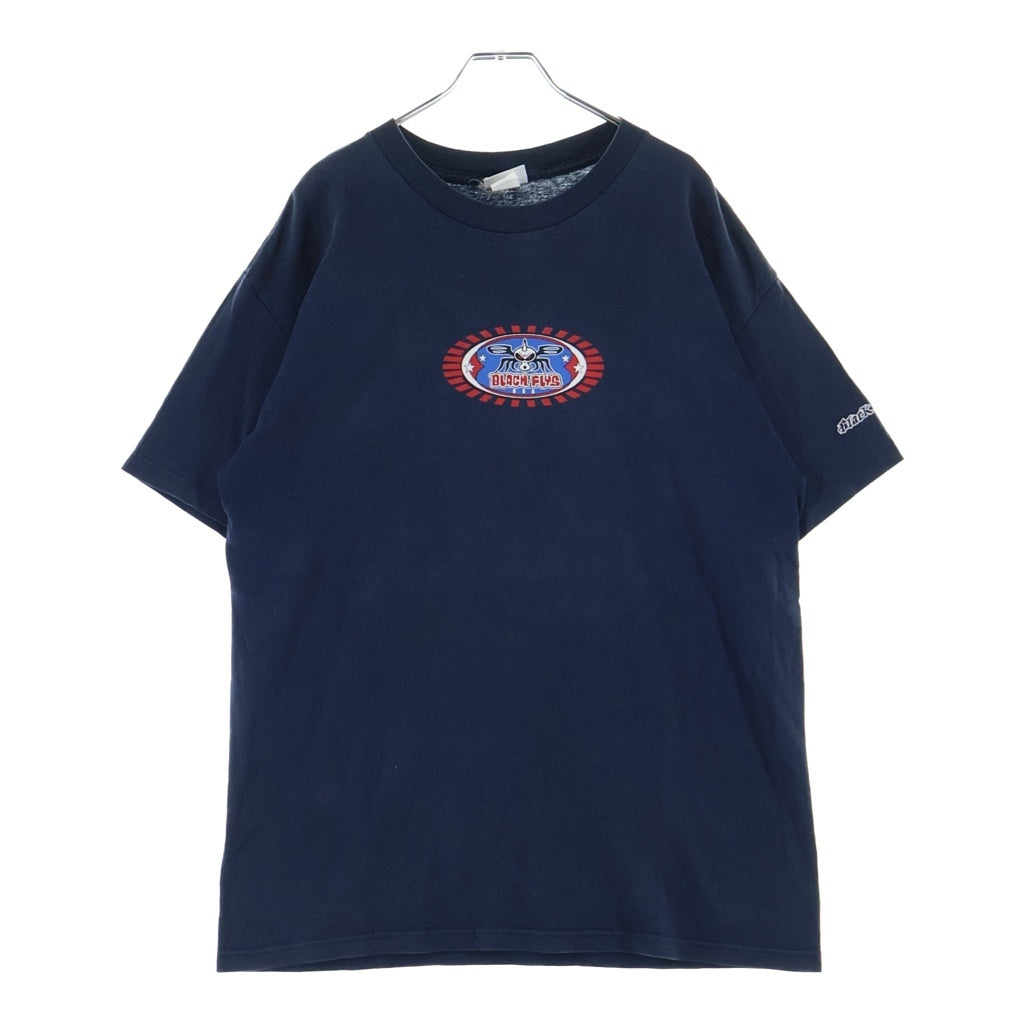 VINTAGE(ヴィンテージ) 90s USA製 BLACK FLYS ハエ ロゴ クルーネックTシャツ ネイビー