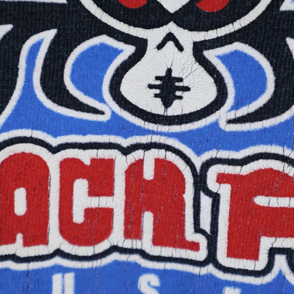 VINTAGE(ヴィンテージ) 90s USA製 BLACK FLYS ハエ ロゴ クルーネックTシャツ ネイビー