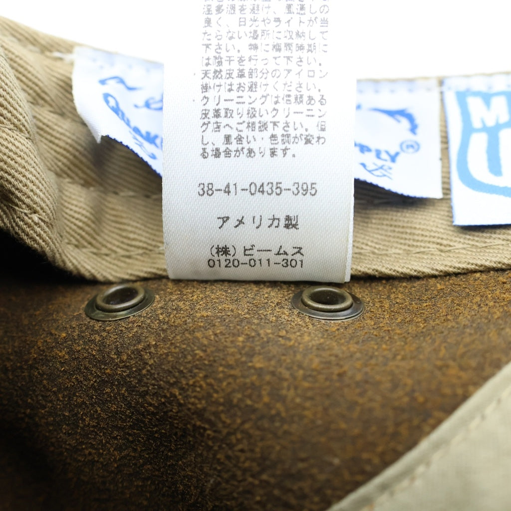 NO BRAND(ノーブランド) QUAKER MARINE SUPPLY BEAMS別注 ロングビルキャップ スウェード つば裏グリーン キャップ ベージュ 38-41-0435-395