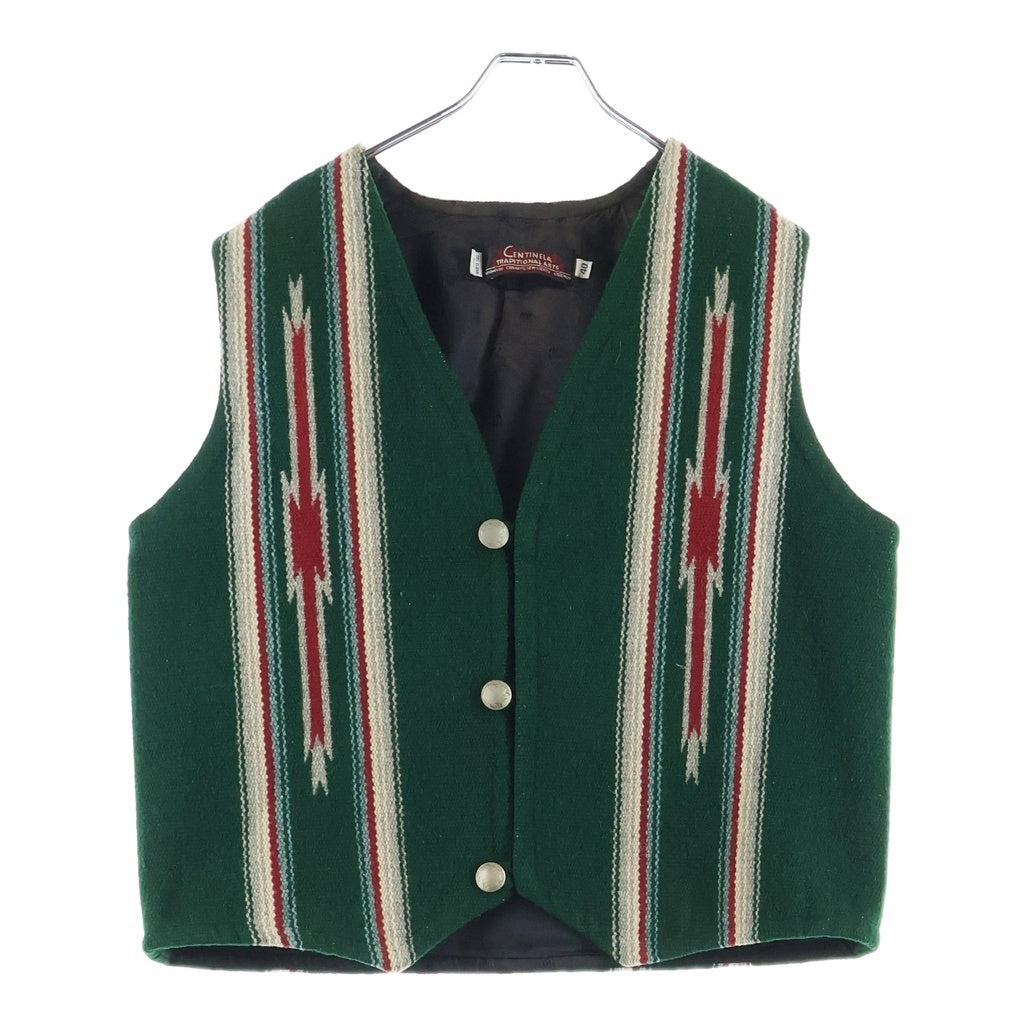 VINTAGE(ヴィンテージ) 80s-90s CENTINELA TRADITIONALISTS チマヨ オルテガ ネイティブ コンチョボタン ベスト 40 グリーン