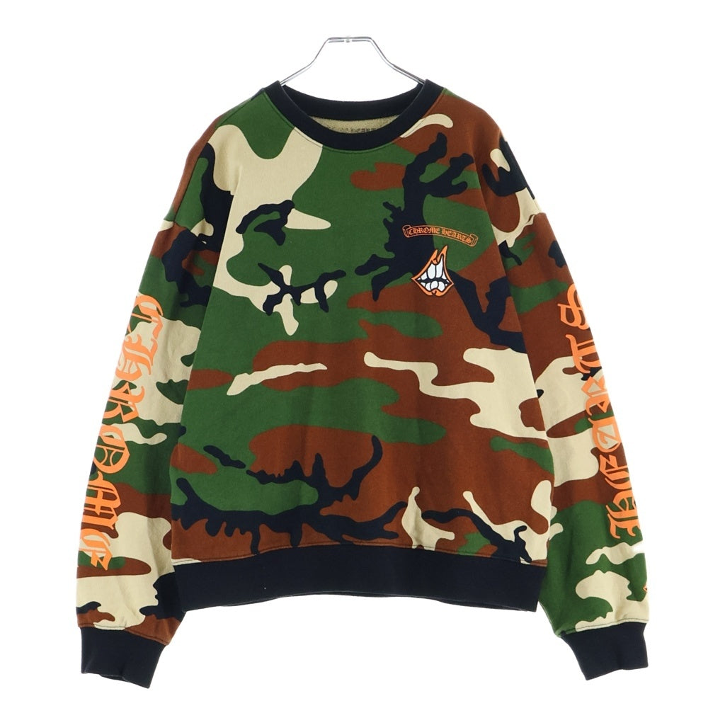 CHROME HEARTS(クロムハーツ) ×MATTY BOY PPO CAUTION CREW マッティボーイ カモフラ総柄 チョンパープリント クルーネックスウェットトレーナー カーキ