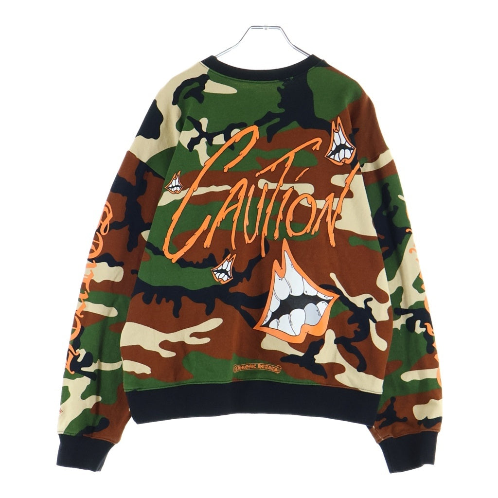 CHROME HEARTS(クロムハーツ) ×MATTY BOY PPO CAUTION CREW マッティボーイ カモフラ総柄 チョンパープリント クルーネックスウェットトレーナー カーキ