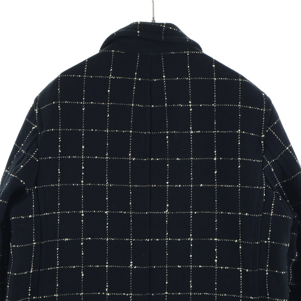 SUPREME(シュプリーム) 19AW Wool Windowpane Overcoat ウール ウィンドウペーン パネル ロングコート チェスターコート ブラック