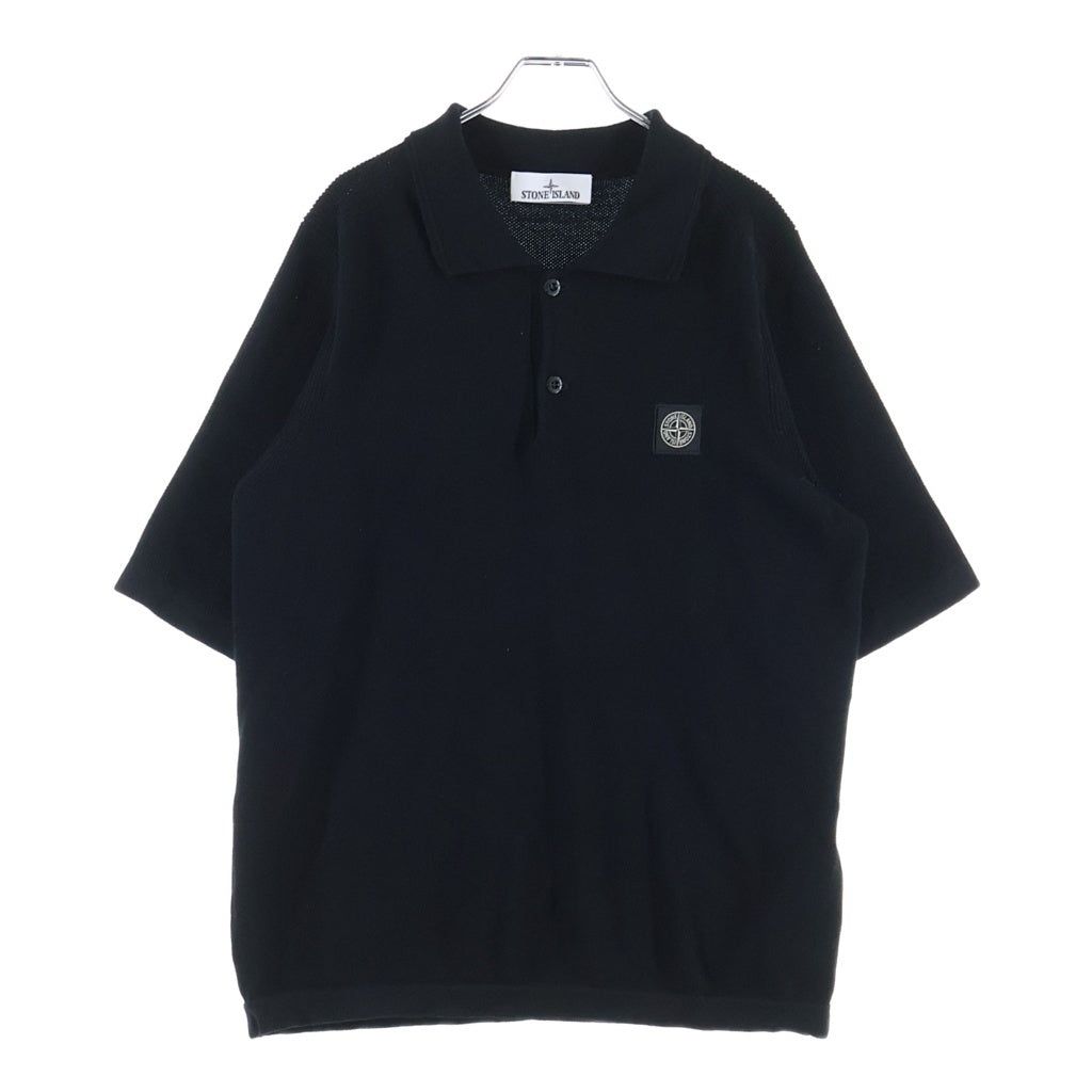 STONE ISLAND(ストーンアイランド) 胸ロゴ 鹿の子 マイクロステッチ ソフトオーガニックコットン ポロシャツ ブラック L1S155100030S00B5