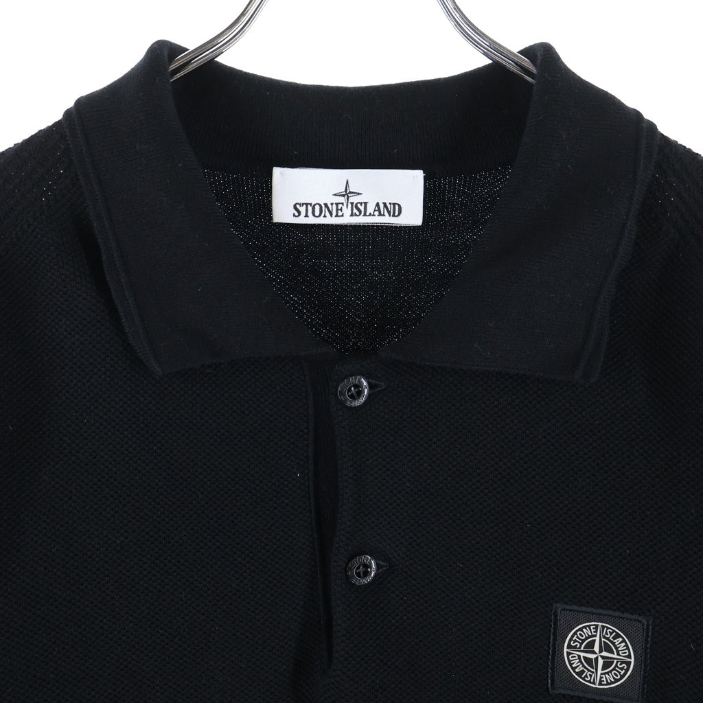 STONE ISLAND(ストーンアイランド) 胸ロゴ 鹿の子 マイクロステッチ ソフトオーガニックコットン ポロシャツ ブラック L1S155100030S00B5
