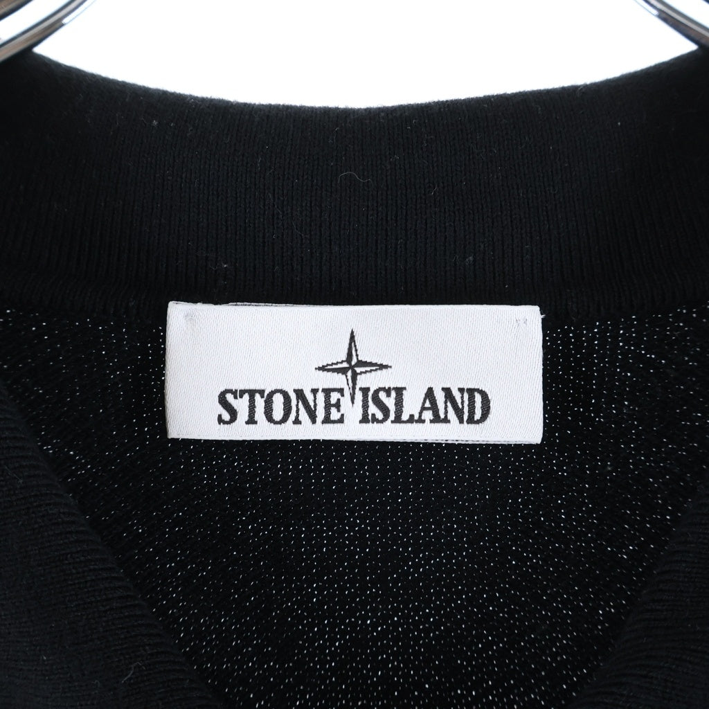 STONE ISLAND(ストーンアイランド) 胸ロゴ 鹿の子 マイクロステッチ ソフトオーガニックコットン ポロシャツ ブラック L1S155100030S00B5