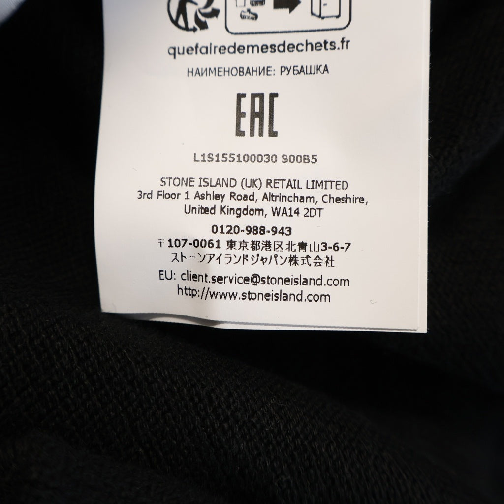 STONE ISLAND(ストーンアイランド) 胸ロゴ 鹿の子 マイクロステッチ ソフトオーガニックコットン ポロシャツ ブラック L1S155100030S00B5