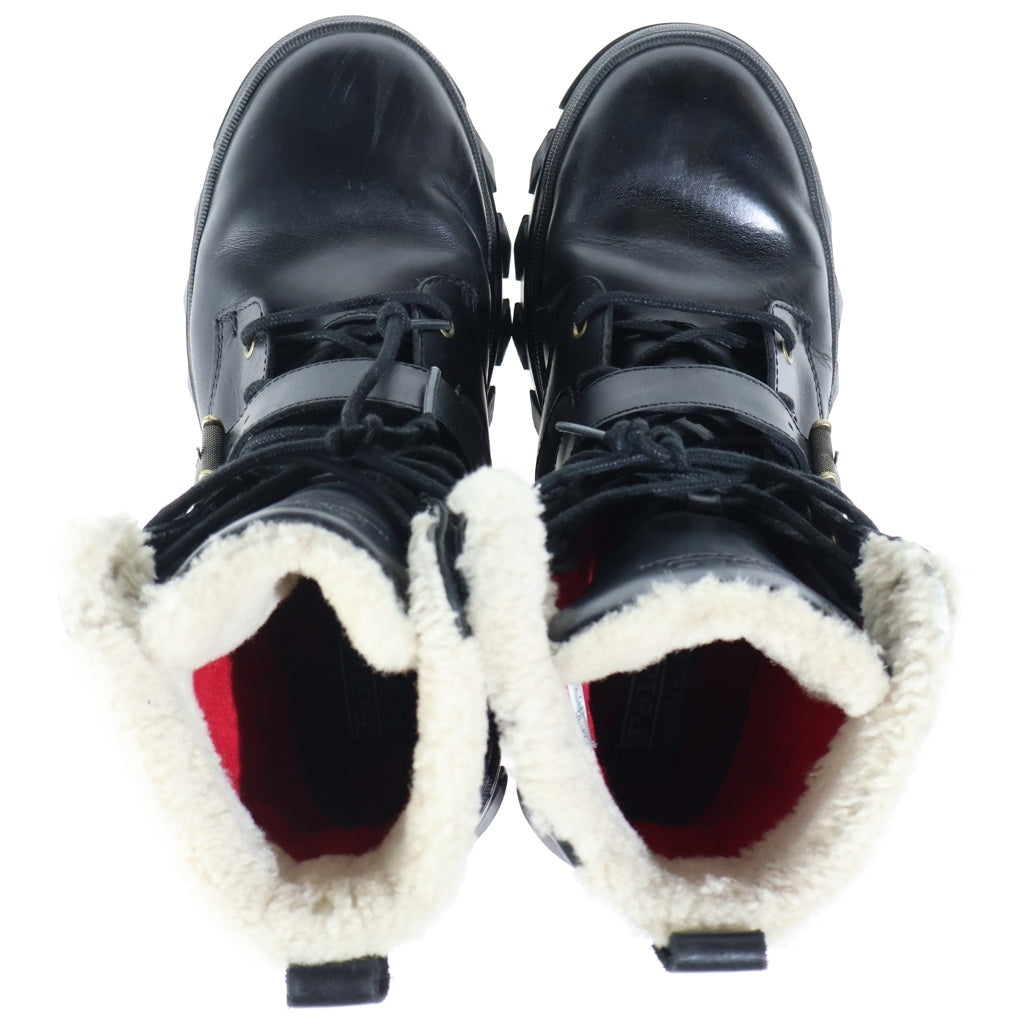 POLO RALPH LAUREN(ポロラルフローレン) HAYWARD BOOTS ヘイワード キルティング バックル レースアップブーツ ブラック 0862