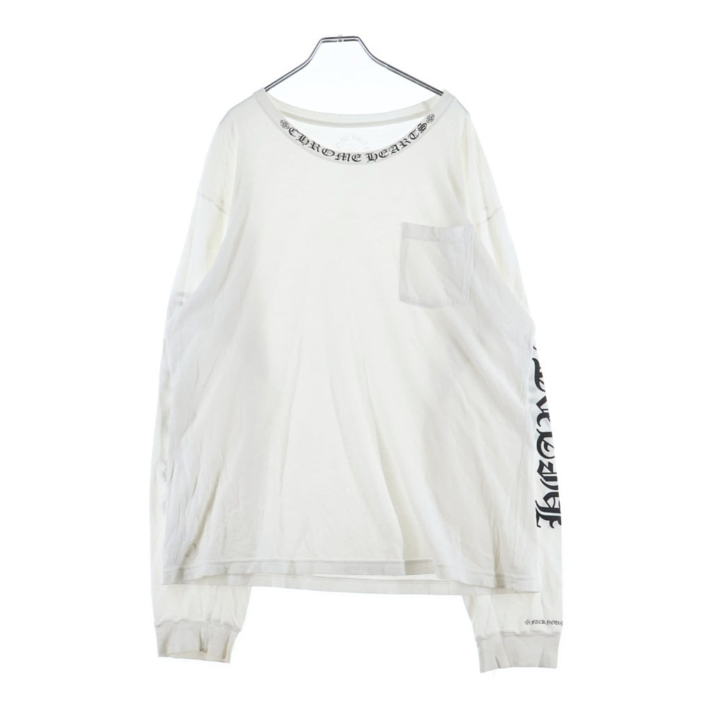 CHROME HEARTS(クロムハーツ) NECK LOGO LONG SLEEVE TEE ネックロゴ バックスクロールラベル ロングスリーブ 長袖Tシャツ カットソー ロンT 袖プリント ホワイト