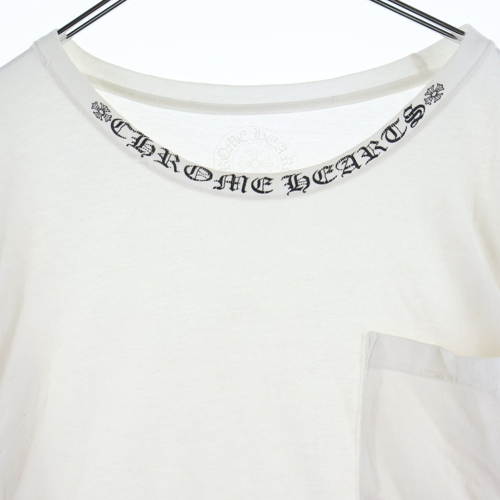 CHROME HEARTS(クロムハーツ) NECK LOGO LONG SLEEVE TEE ネックロゴ バックスクロールラベル ロングスリーブ 長袖Tシャツ カットソー ロンT 袖プリント ホワイト