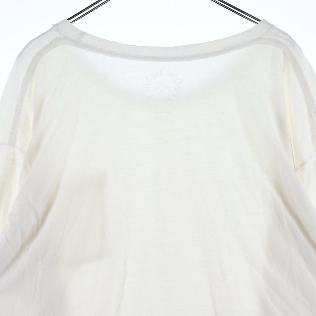 CHROME HEARTS(クロムハーツ) NECK LOGO LONG SLEEVE TEE ネックロゴ バックスクロールラベル ロングスリーブ 長袖Tシャツ カットソー ロンT 袖プリント ホワイト