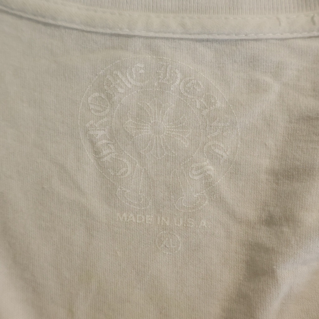 CHROME HEARTS(クロムハーツ) NECK LOGO LONG SLEEVE TEE ネックロゴ バックスクロールラベル ロングスリーブ 長袖Tシャツ カットソー ロンT 袖プリント ホワイト