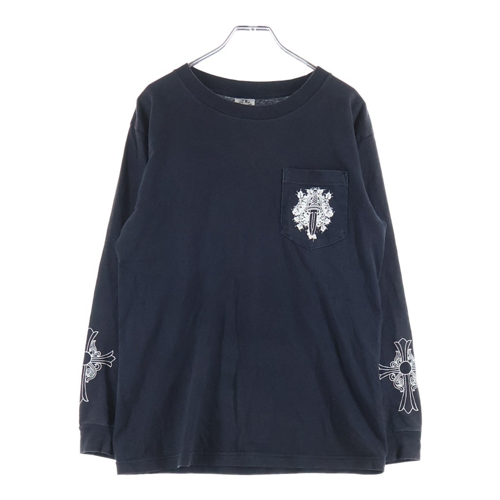 CHROME HEARTS(クロムハーツ) OLD VINE DAGGER オールド ヴァインダガー アームクロスプリント 長袖Tシャツ カットソー ブラック