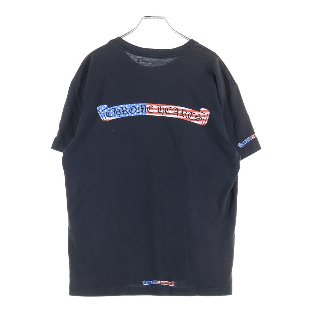 CHROME HEARTS(クロムハーツ) アメリカンフラッグ スクロールラベルプリント 半袖Tシャツカットソー ブラック