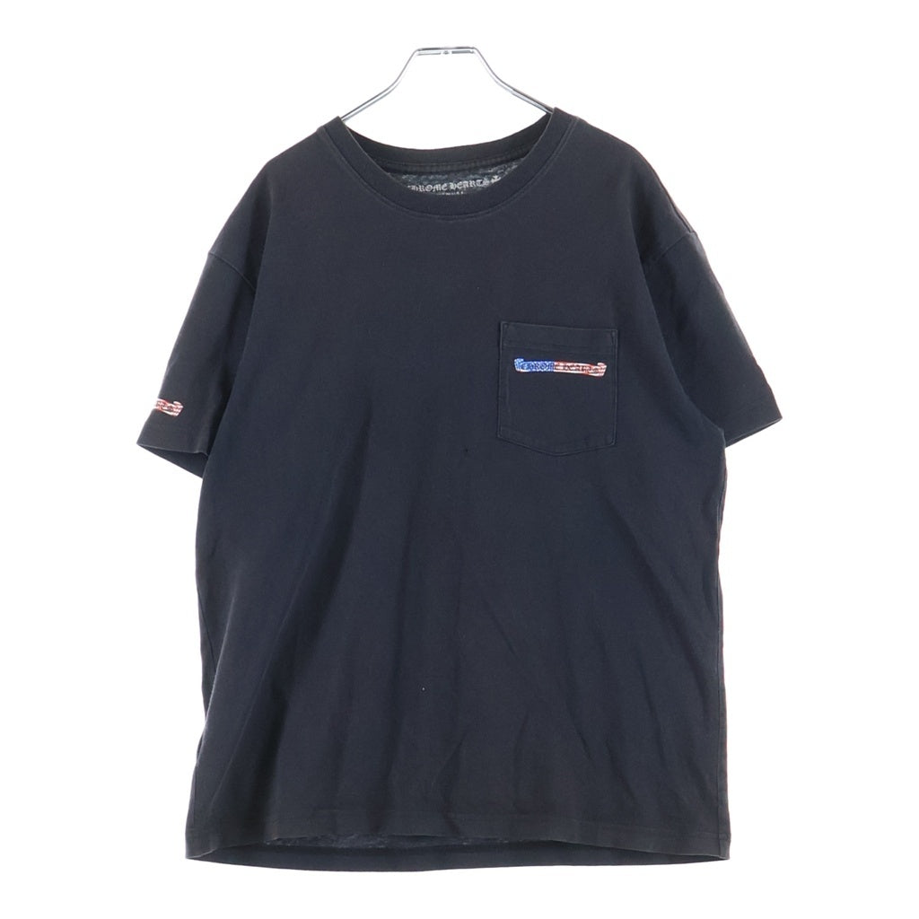 CHROME HEARTS(クロムハーツ) アメリカンフラッグ スクロールラベルプリント 半袖Tシャツカットソー ブラック