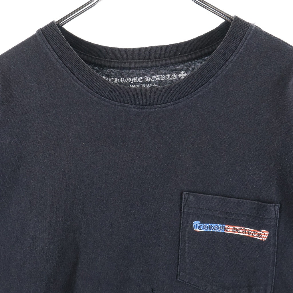 CHROME HEARTS(クロムハーツ) アメリカンフラッグ スクロールラベルプリント 半袖Tシャツカットソー ブラック