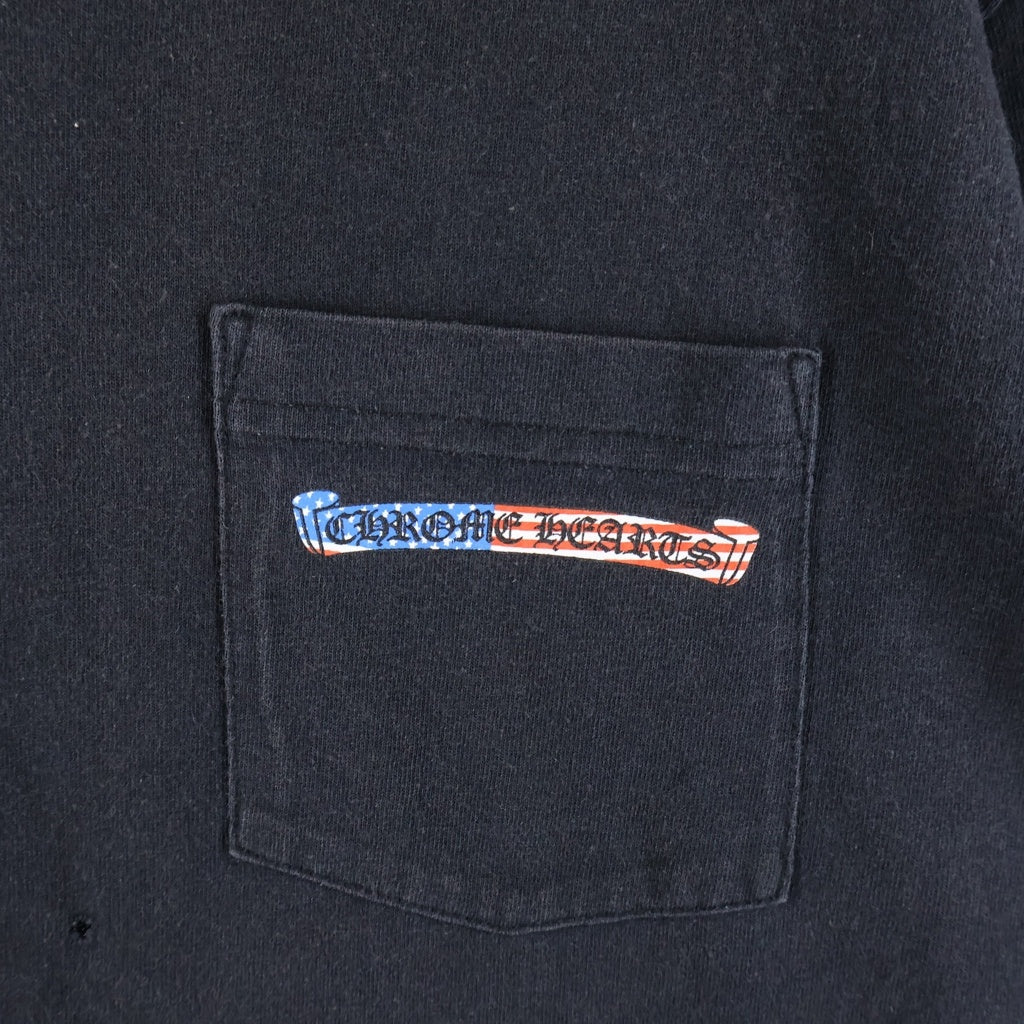 CHROME HEARTS(クロムハーツ) アメリカンフラッグ スクロールラベルプリント 半袖Tシャツカットソー ブラック