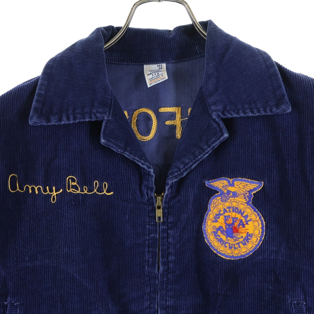 VINTAGE(ヴィンテージ) 90s FFA ファーマーズジャケット YKKジップ CALIFORNIA KINGSBURG チェーンステッチ コーデュロイ ジャケット 38 ネイビー 103