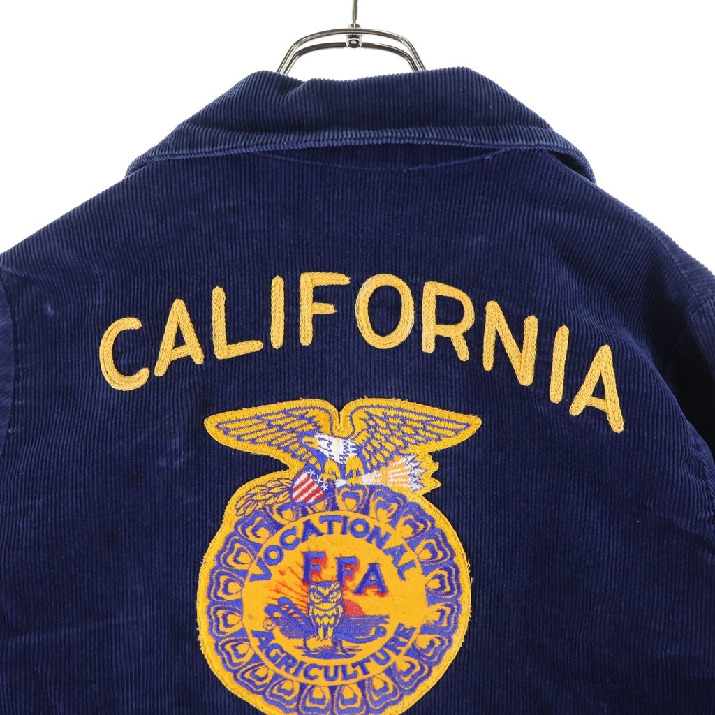 VINTAGE(ヴィンテージ) 90s FFA ファーマーズジャケット YKKジップ CALIFORNIA KINGSBURG チェーンステッチ コーデュロイ ジャケット 38 ネイビー 103
