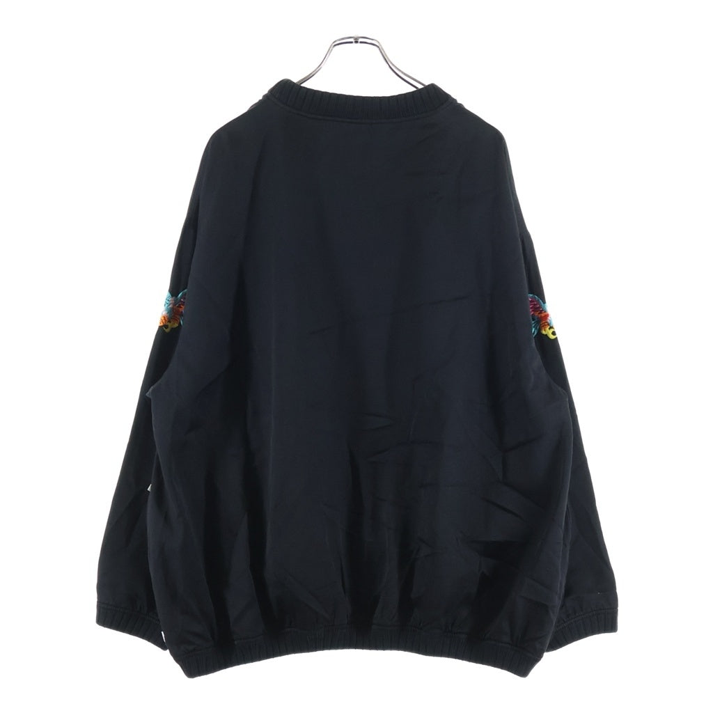 WTAPS(ダブルタップス) 18AW Embroidery Pullover Satin Jacket エンブロイダリー クルーネックプルオーバーサテンジャケット クルーネックトップス ブラック 182TQDT-JKM06