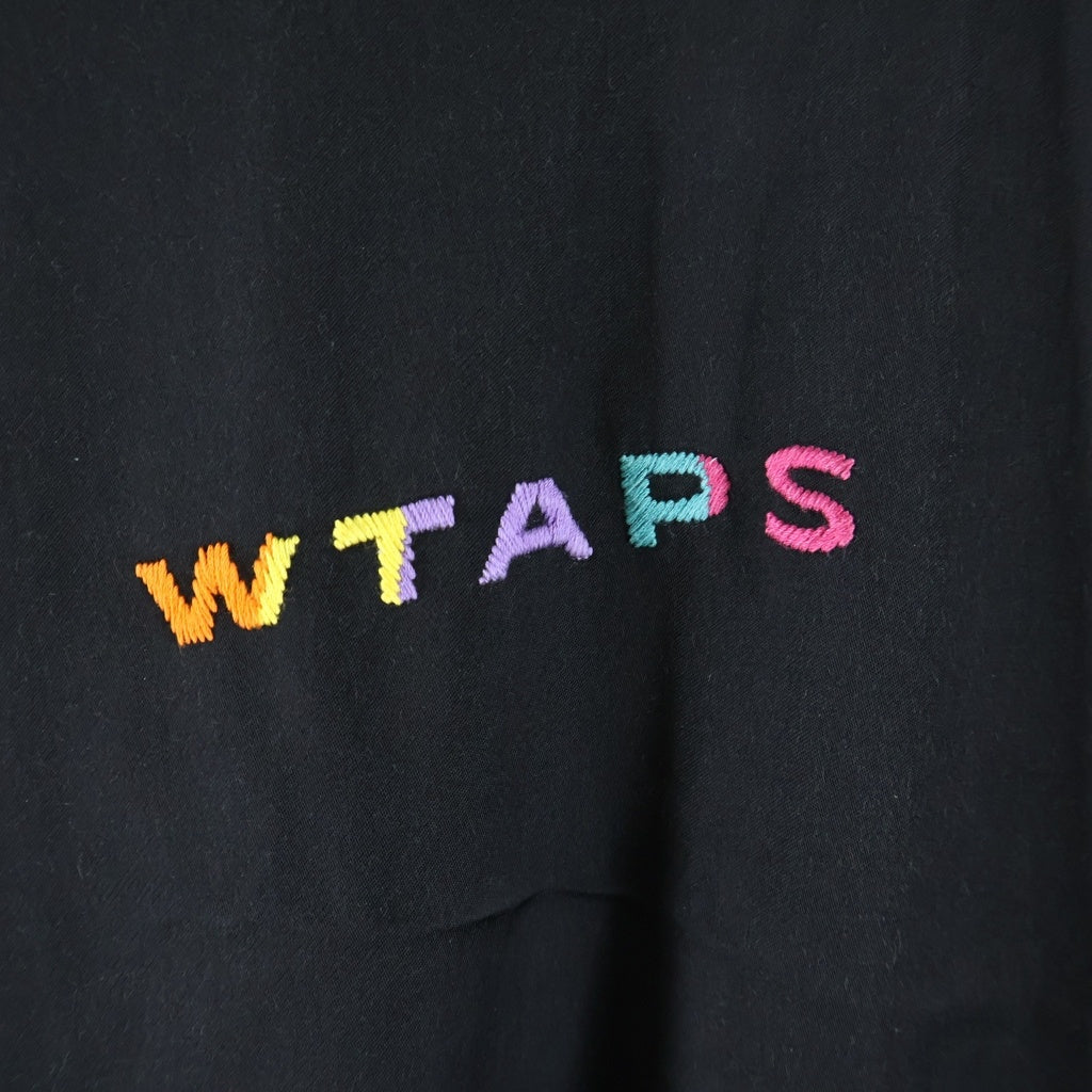 WTAPS(ダブルタップス) 18AW Embroidery Pullover Satin Jacket エンブロイダリー クルーネックプルオーバーサテンジャケット クルーネックトップス ブラック 182TQDT-JKM06