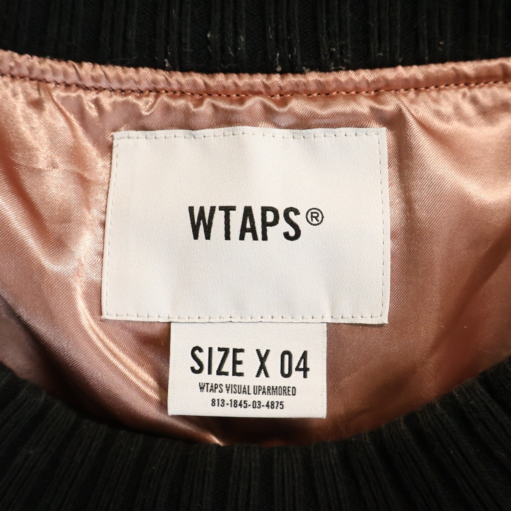 WTAPS(ダブルタップス) 18AW Embroidery Pullover Satin Jacket エンブロイダリー クルーネックプルオーバーサテンジャケット クルーネックトップス ブラック 182TQDT-JKM06