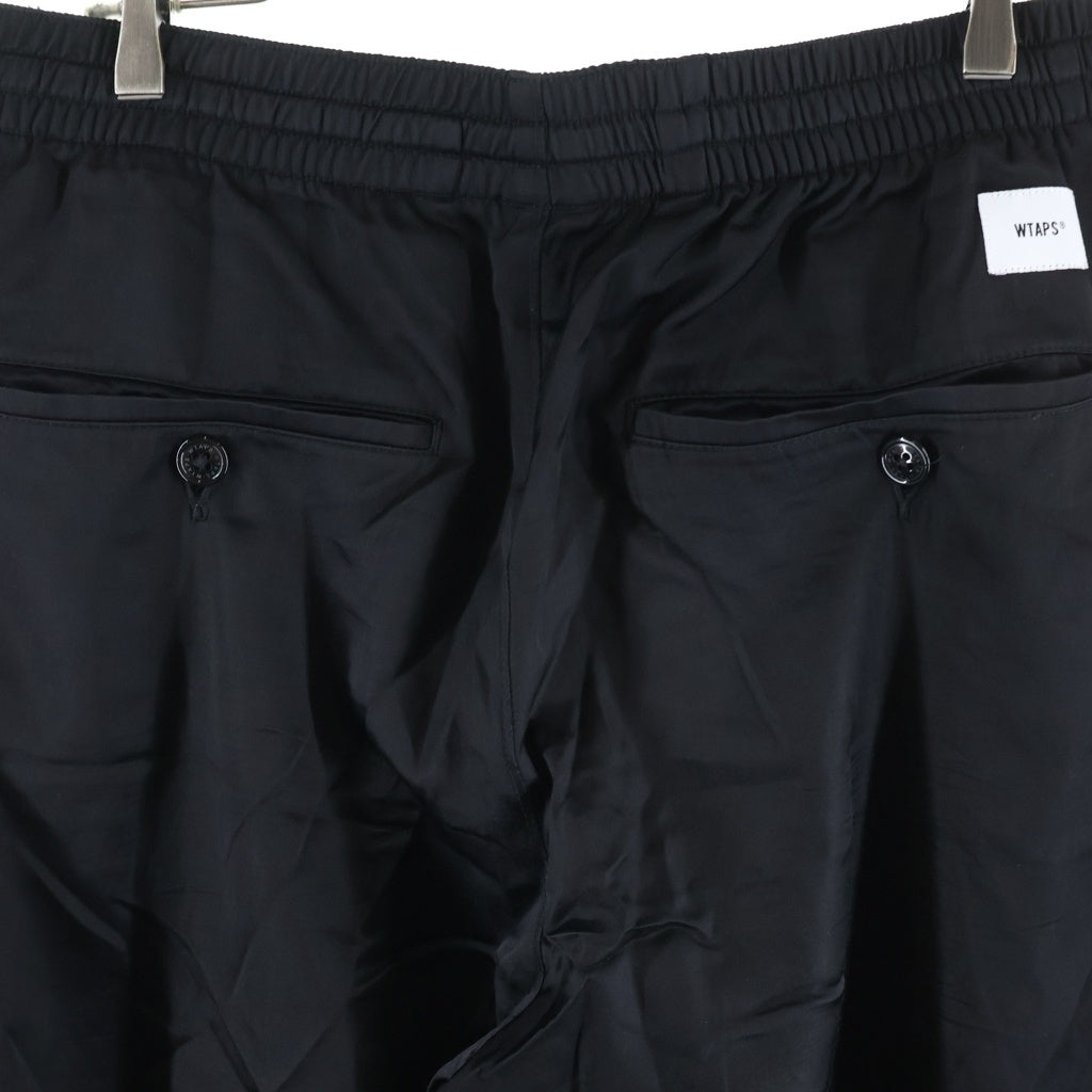 WTAPS(ダブルタップス) 18AW CRIBS/TROUSERS.RACO. SATIN クリブストラウザーズ サテン パンツ ブラック 182BRDT-PTM01